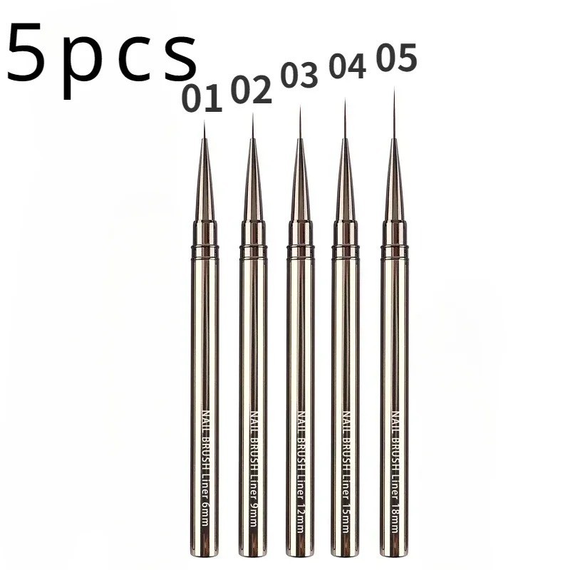5pcs Nail Art Liners Striping Brushes Fine Line Drawing Detail Painting Blending