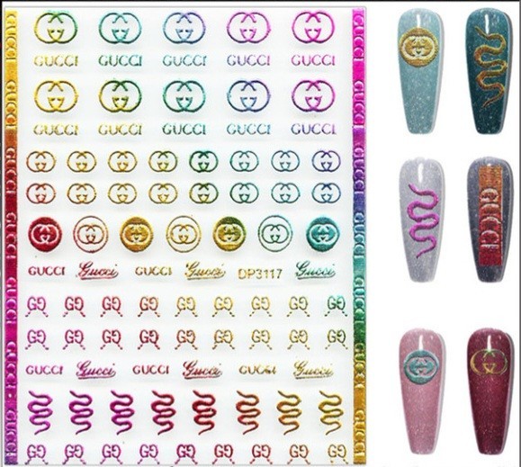 NWT NAIL ART DESIGN SELF-SEAL STICKERS HOLOGRAPHIC RAINBOW N°163!