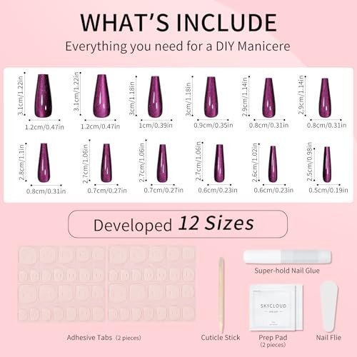 Dark Purple Cat Eyes Press On Nails,12 Sizes – 24 Pcs Soft SK1045-Dark Purple