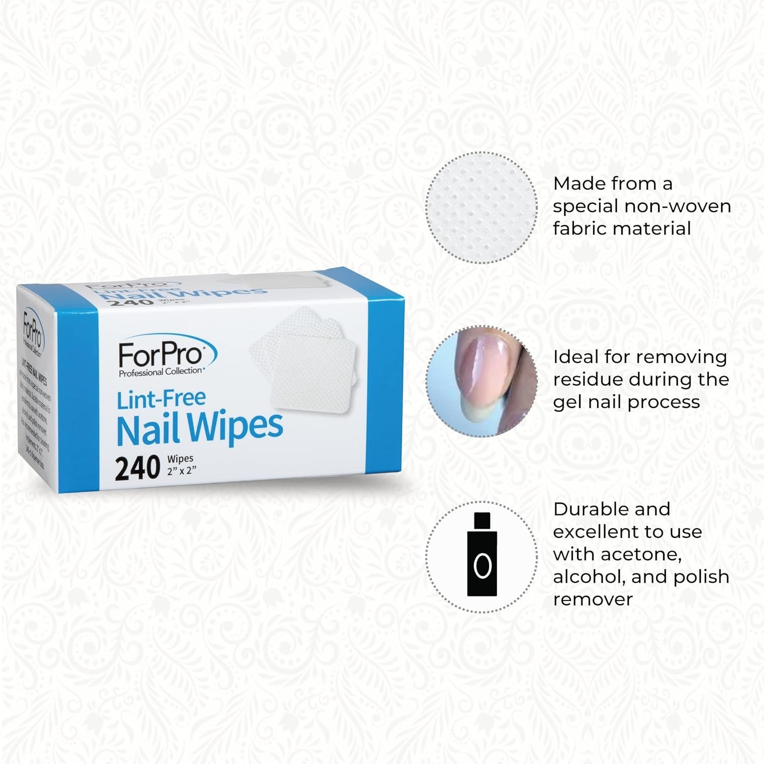 Ultimate Non-Woven Lint-Free Nail Wipes, 240 Count, Perfect for All Polish Types