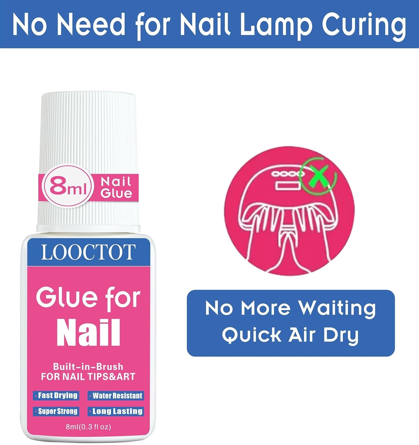 Super Strong Nail Cement 8ml*2 for Acrylic & Press On Nails – Waterproof Formula