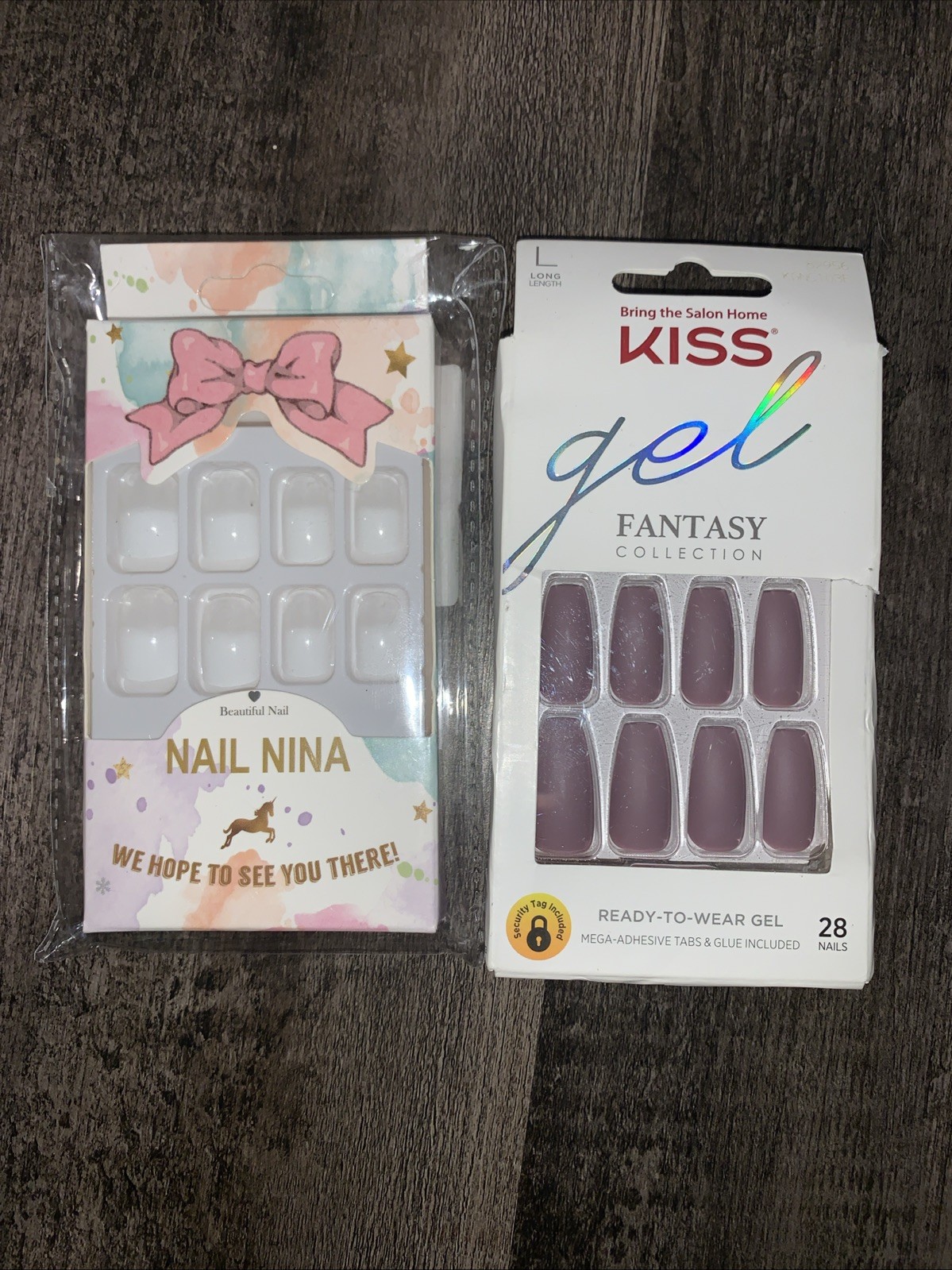 Women’s And Girls Fake Nails, Kiss Gel Fantasy&bomine, Adhesive Tap, Glue, File
