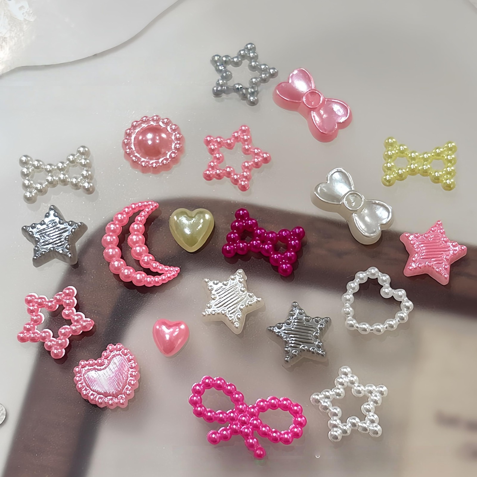 360Pcs Mixed 3D Nail Charms Kit Flatback Mix Styles Heart Star Bow Nail Rhine…