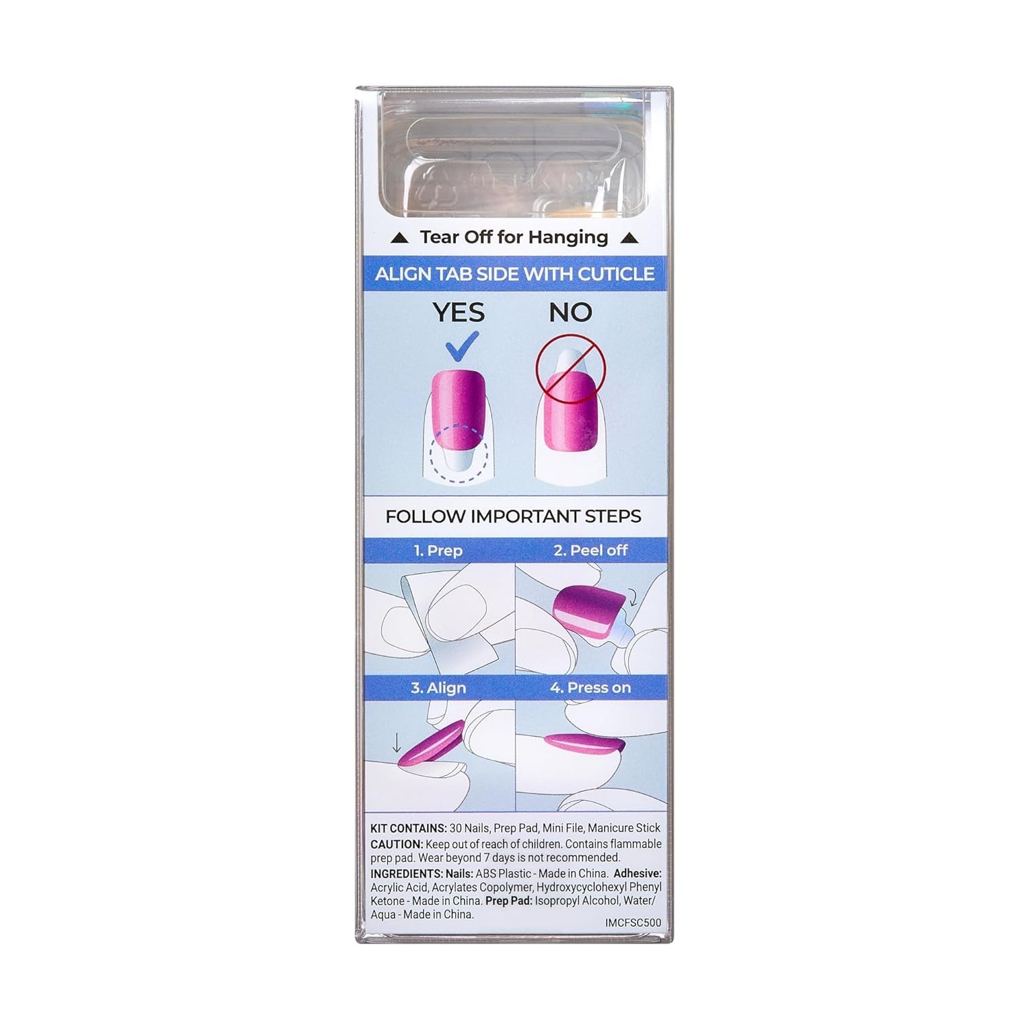 imPRESS Color FX 30 Press On Nails Rebel White Short False No Glue Mani 91399