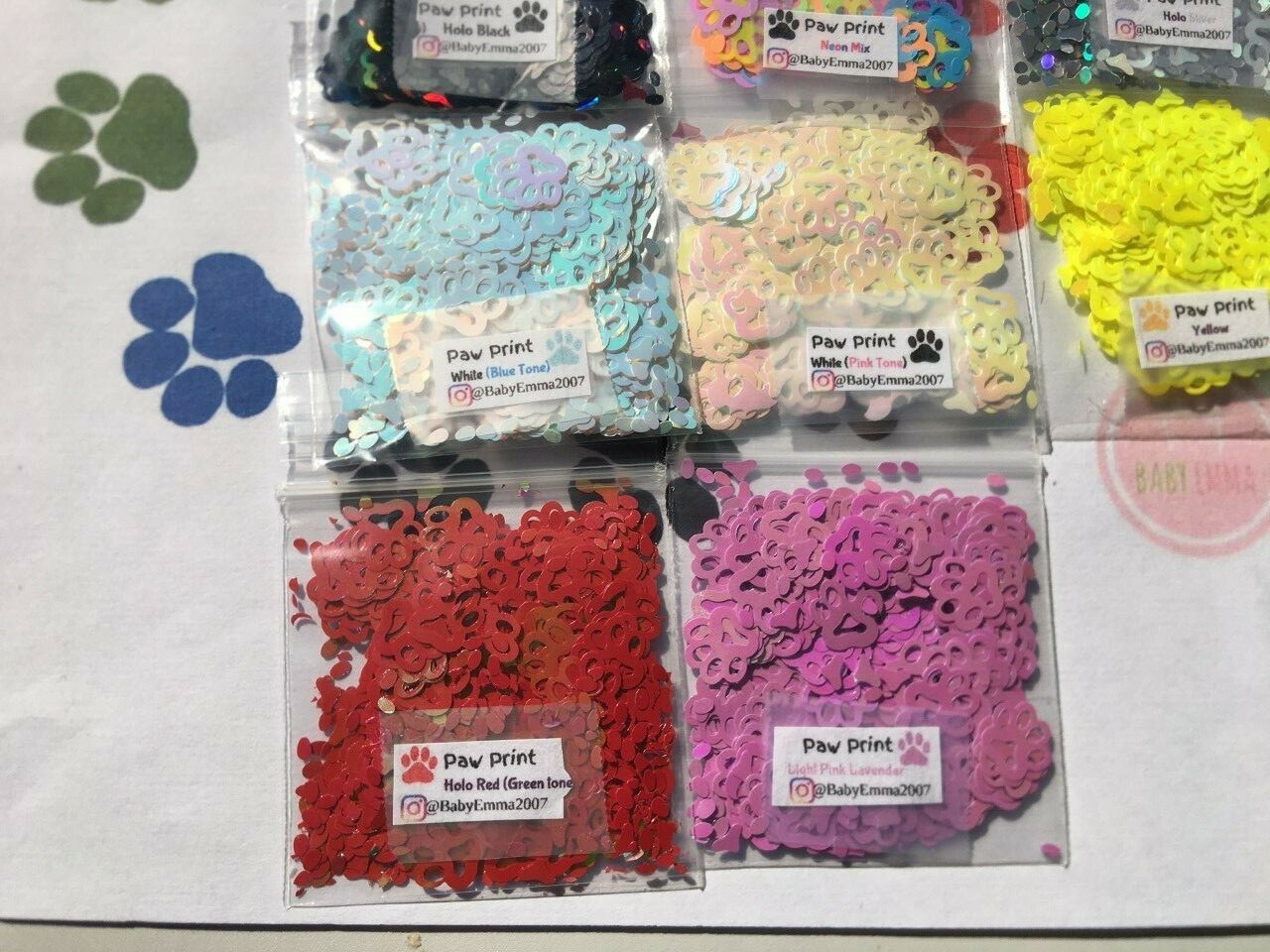 Solvent Resistant Pet PAW/DogPaw shape Glitter(U Pick Color)Nail Art Face Crafts