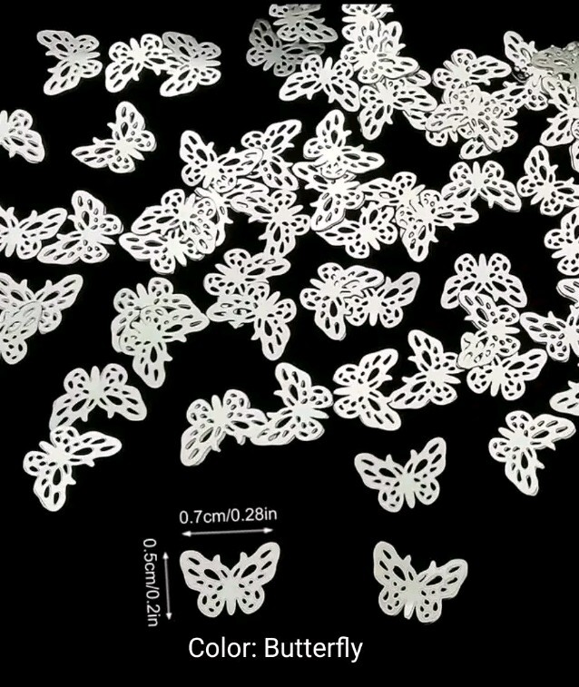 Lot 2 Pkgs 30 Pcs Gold Heart Pink Gem Silver Butterfly Filigree Nail Art Charms