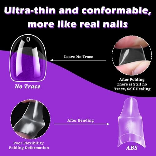 360pc Extra Short Oval Nail Tips Clear Fake Nails XS Round Almond Gel XS Oval