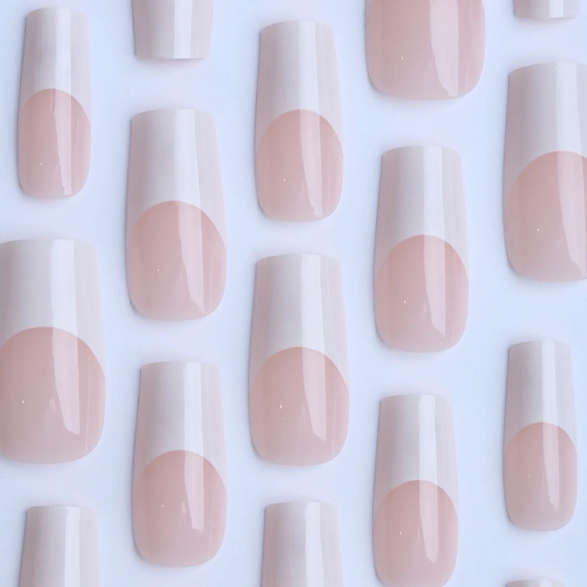 Long Square Press On Nails, French Tip Fake Nails Full Cover False Nails