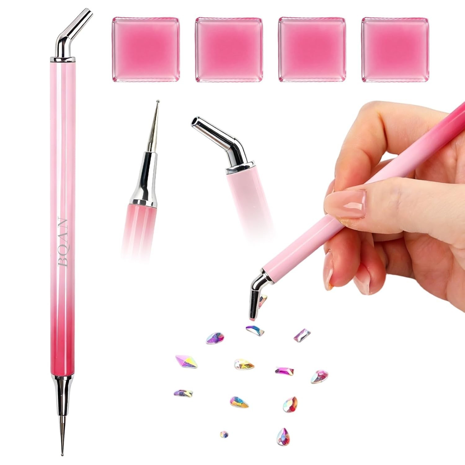 Dual-Ended Rhinestone Picker with Wax Clays – Precision Nail & Craft Art Tool