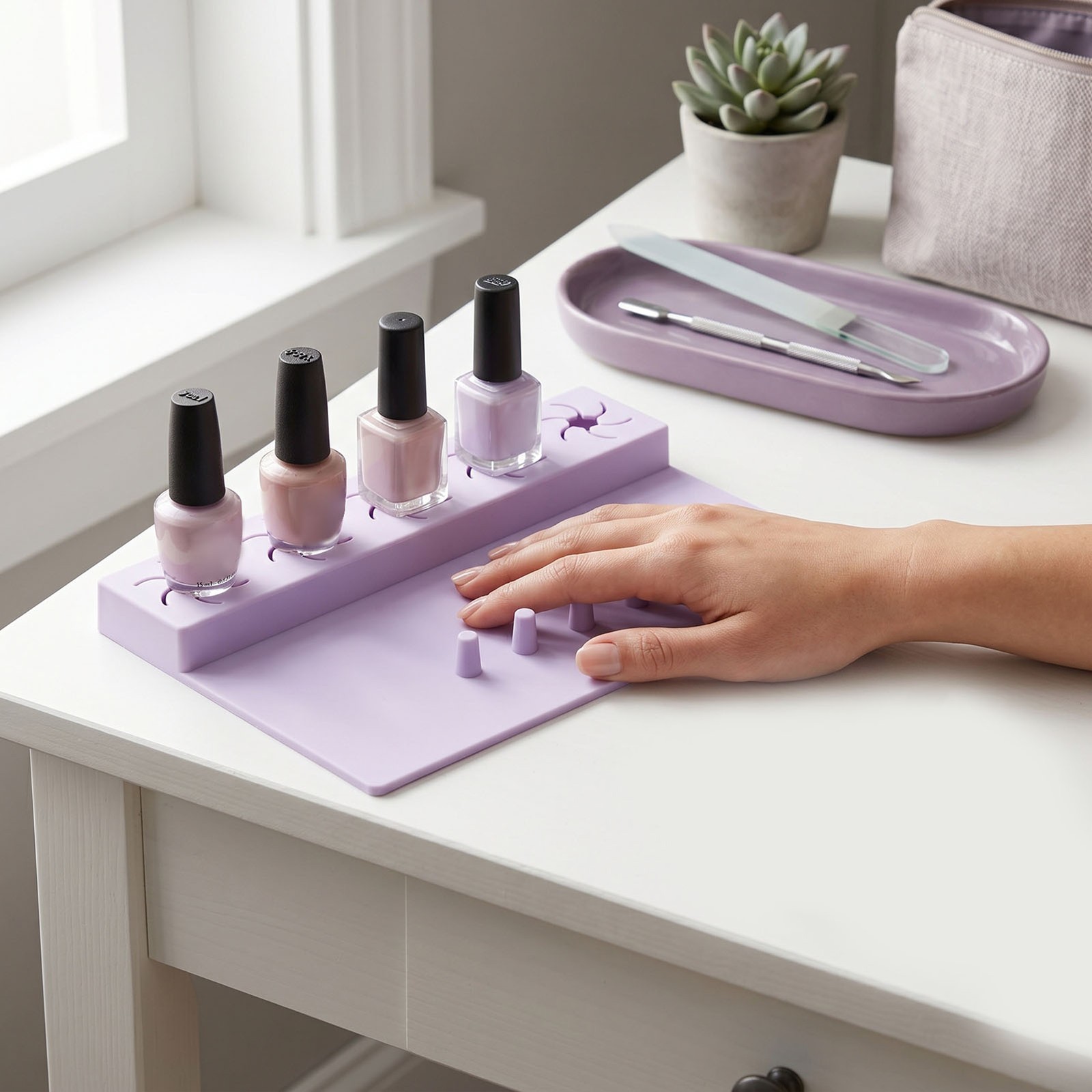 2 In 1 Silicone Nail Hand Rest Mat Anti Spill Holder For Home