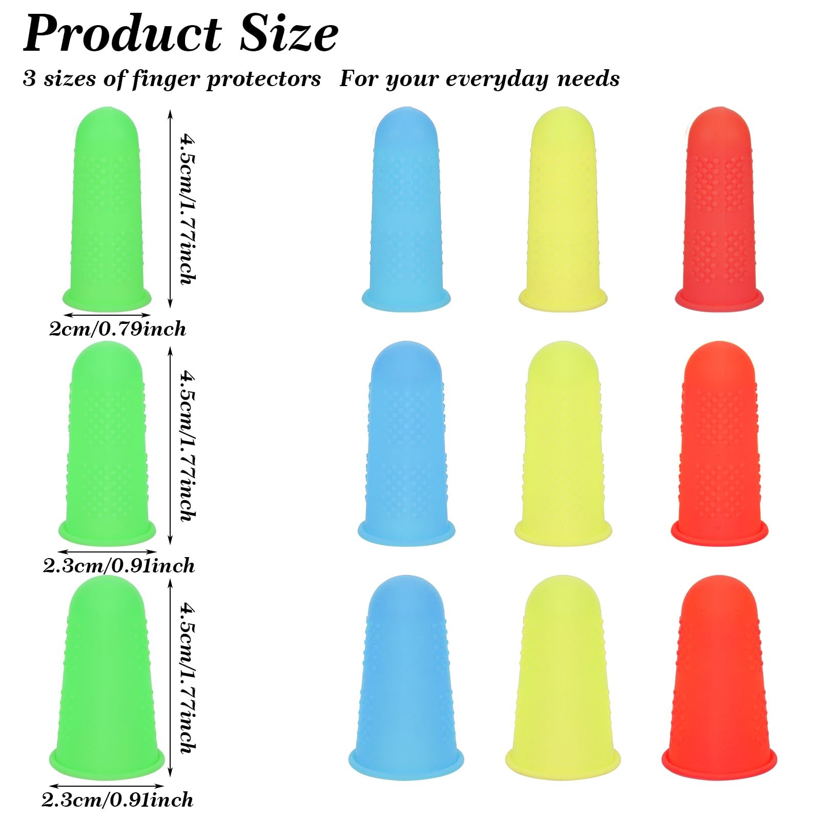 12 PCS Silicone Finger Protectors Covers, 3 Sizes Rubber Finger Tips Office T…