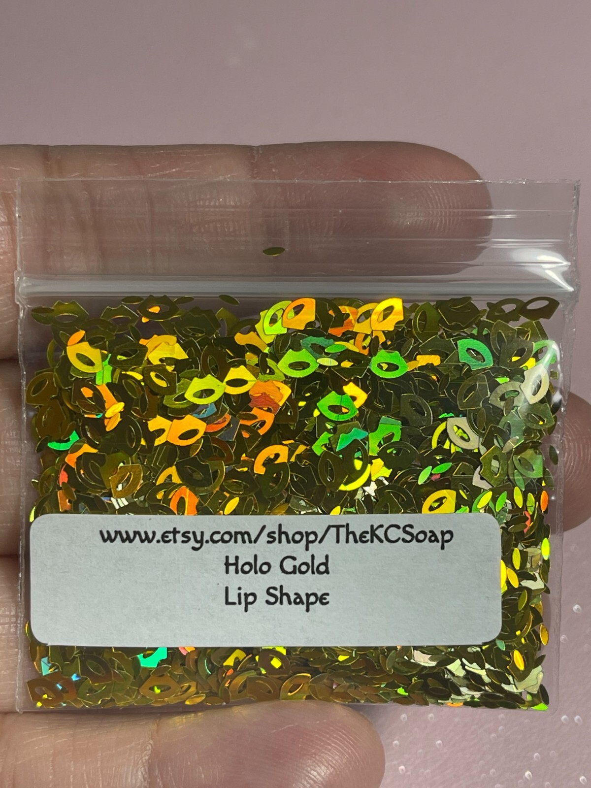 5G Holographic Gold Lip shape Glitter for nail acrylic gel craft US Seller