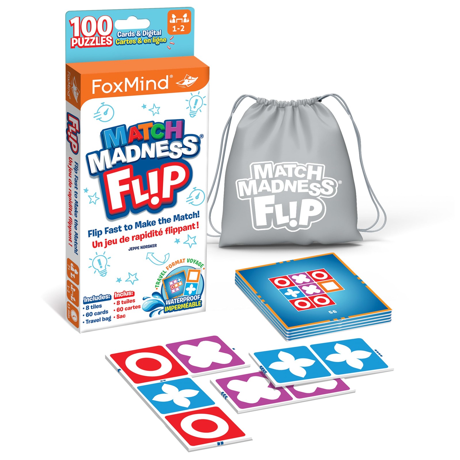 Foxmind Games: Match Madness Flip – Travel Sized Pattern Compact, Multicolor