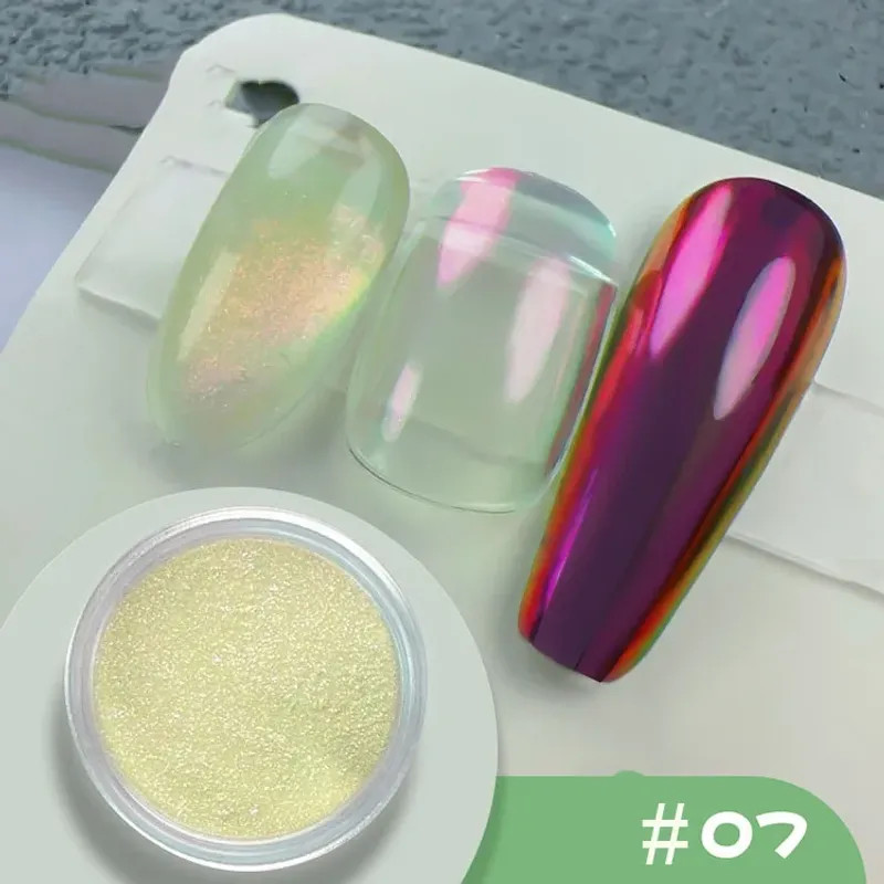 12 Grids Mirror Effect Mermaid Nail Powder Holographic Pearl Chrome Pigment Fine
