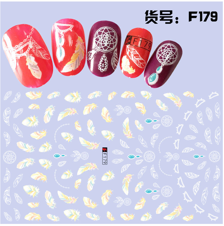 3D Nail Art Feather Stickers Sheet Manicure Self-adhesive F179 NS51