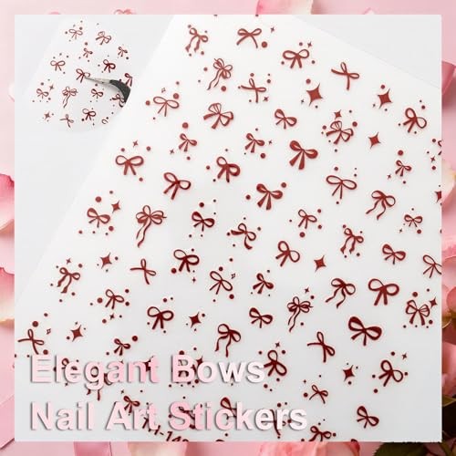 Bow Nail Stickers – 6 Sheets – Self-Adhesive – 6ps Bows