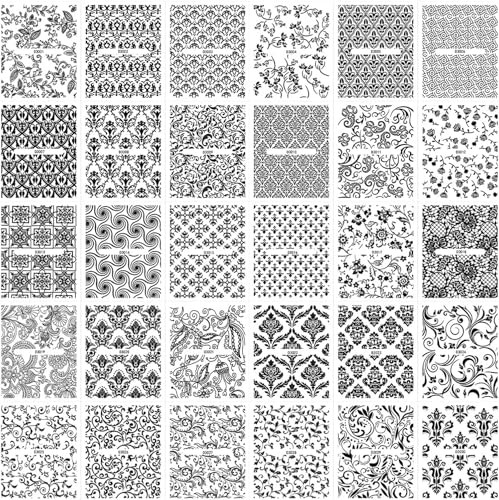 30 Sheets Lace Nail Art Stickers 3D Black Flower Lace Nail Decals Self Style 6
