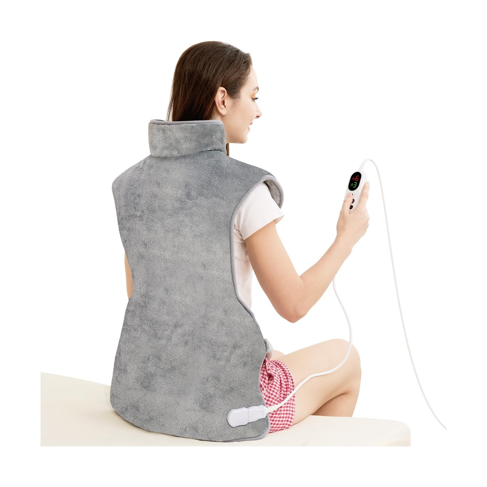 Mia&Coco Heating Pad for Neck Shoulders and Back, XL 23″x39″ Soft Flannel Wra…