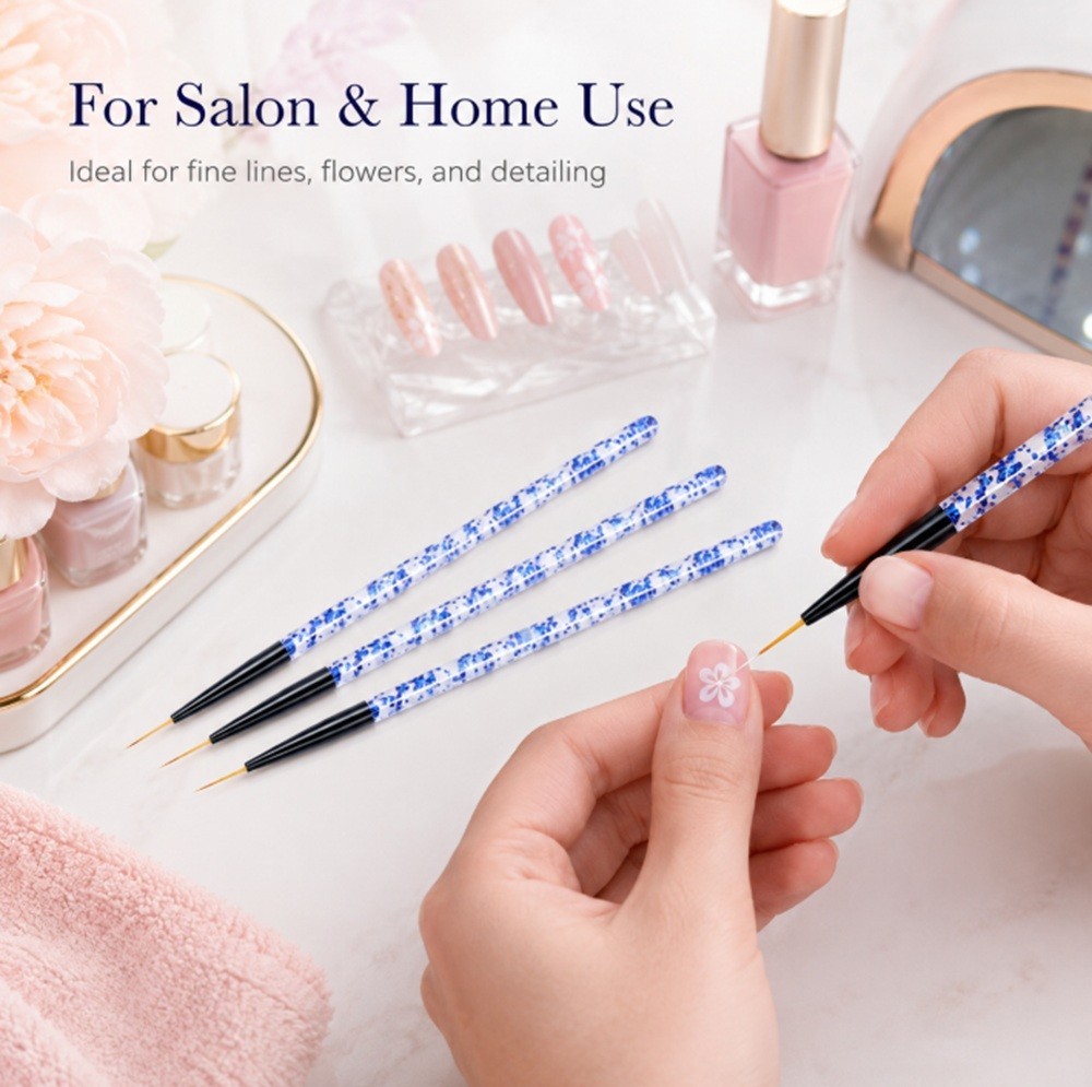 3-Piece Nail Art Tool Set Nail Art Pen UV Gel Dotting Tool Fine Liner Brush Kit