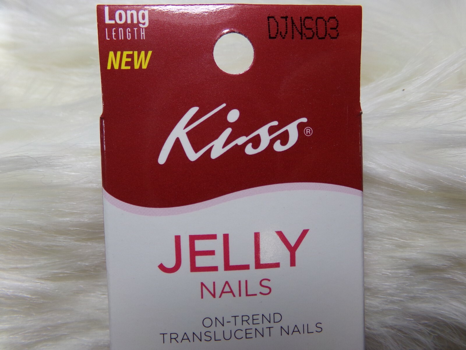 KISS JEWEL JELLY NAILS GLUE ON Pink LONG LENGTH, COFFIN BALLERINA