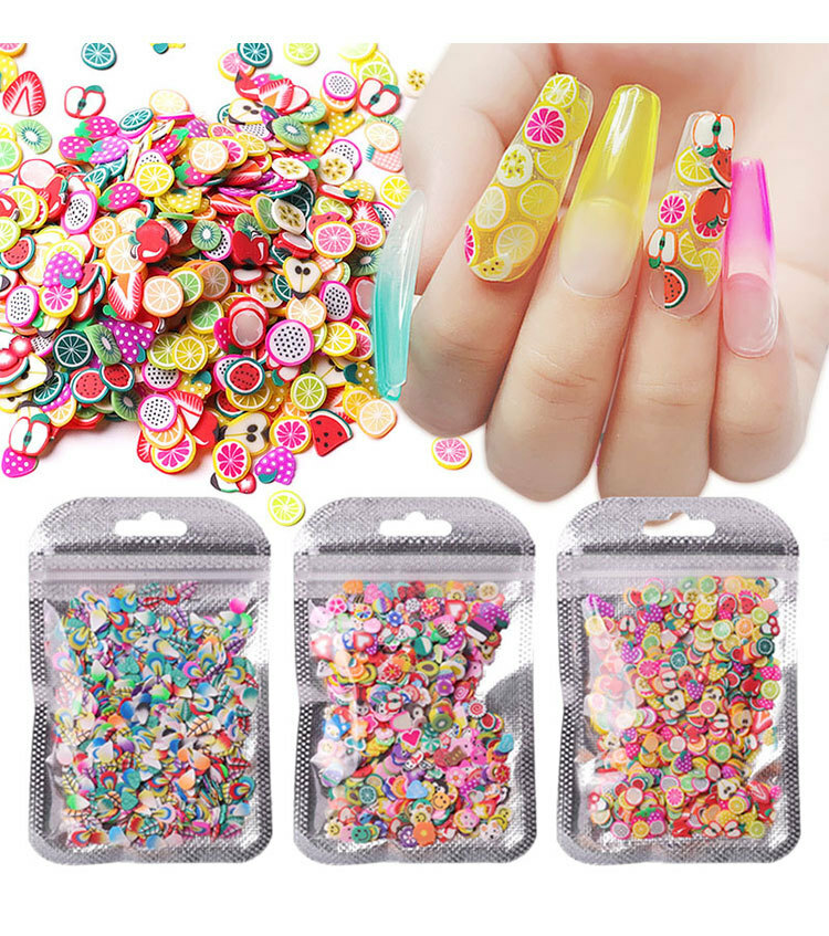 1000 Pcs Nail Art Fruit Flower Feather Fimo Slices For Slime DIY Crafts Decor