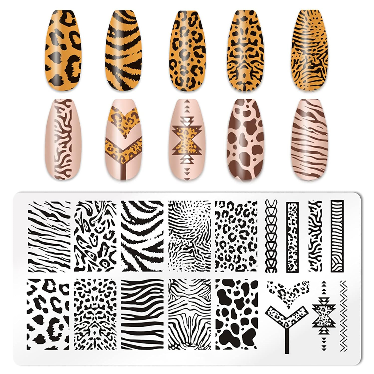 5Pcs Nail Stamping Plates Leopard Print Nail Stamps Nail Art Stamping Plates Nai