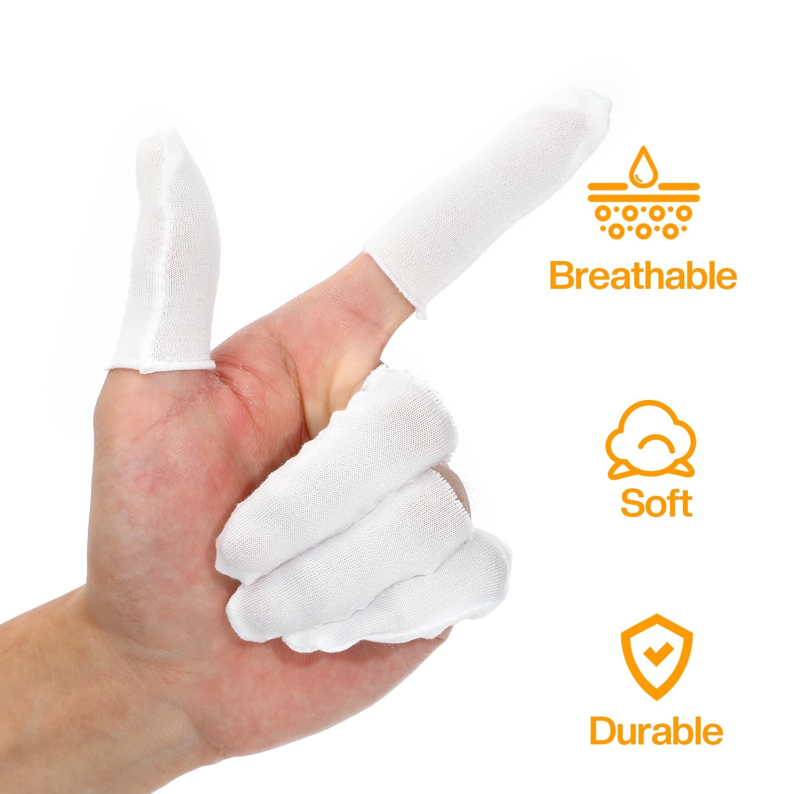 200 Pcs Finger Cots – Cotton Protectors for Cuts, Burns, Wound Care, Crafts