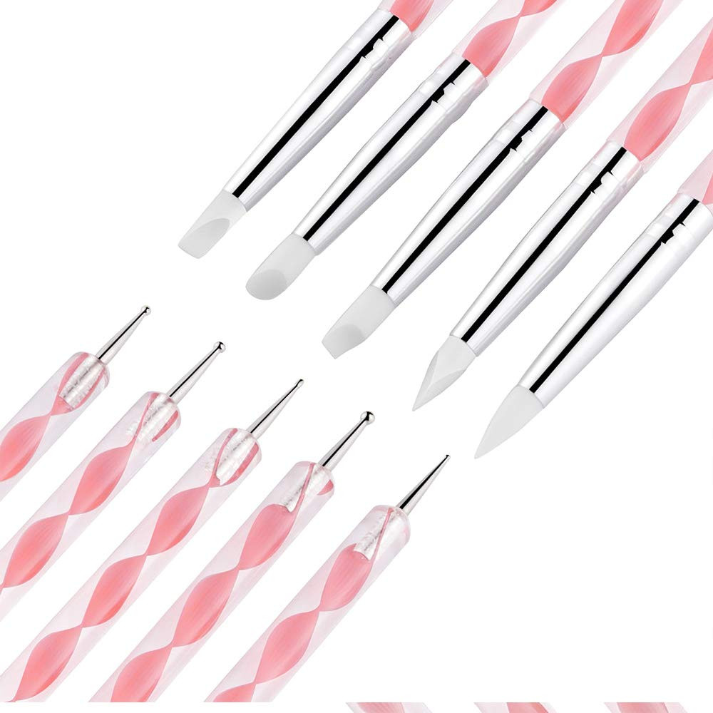 21 pinceles y herramientas para unas set de acrilico silicona y manicura rosa