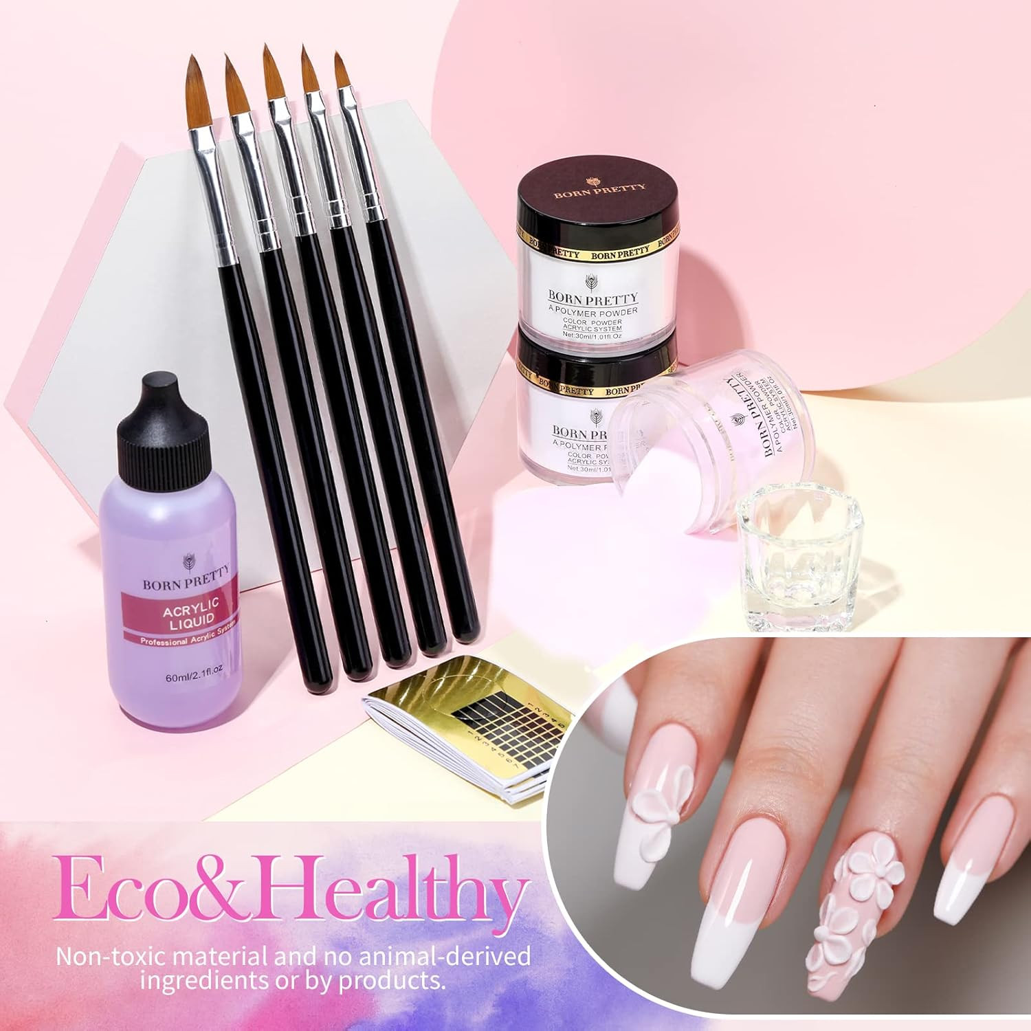 Acrylic Nail Kit with Everything ,96Pcs Acrylic Powder and Liquid Monomer Set wi