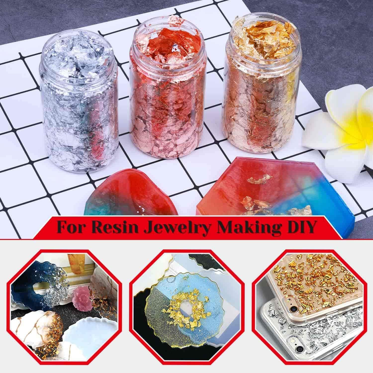 15 Grams Gold Foil Flakes for Resin Jewelry Making, Imitation Gold Foil Flakes