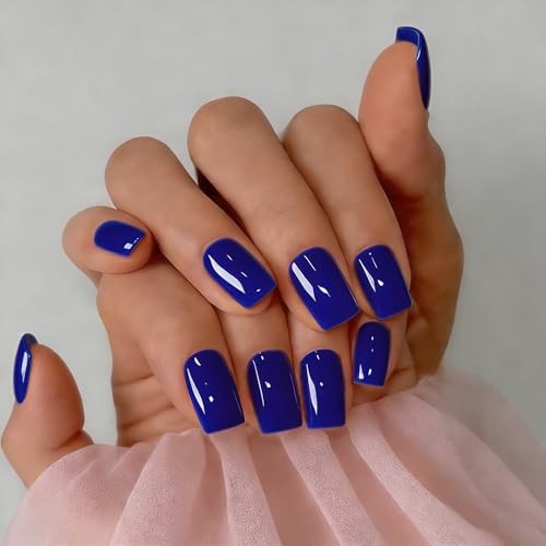 Medium Short Square Royal Blue Press On Nails – Fake Nails with Royal Blue