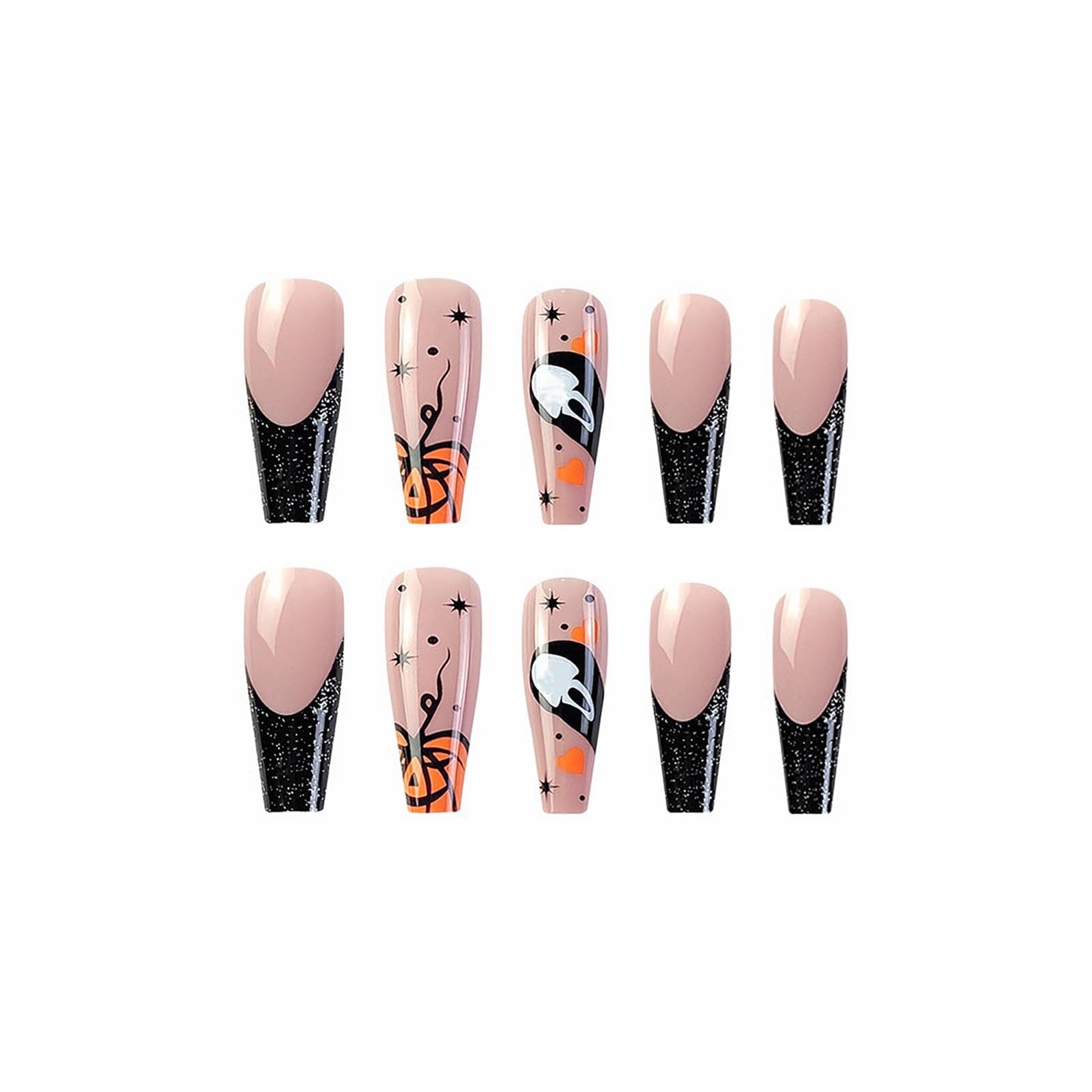 MISUD Press on Nails – Long Coffin Fake Nails with Goth Black, Acrylic Gothic…