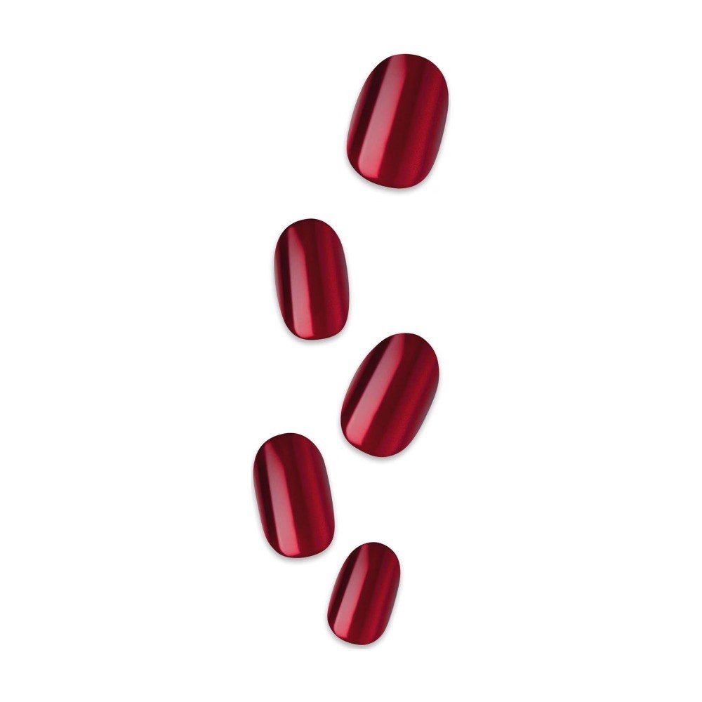 (2 pack)Impress Color FX Short Oval Press on Nails, Red, 30 Pieces