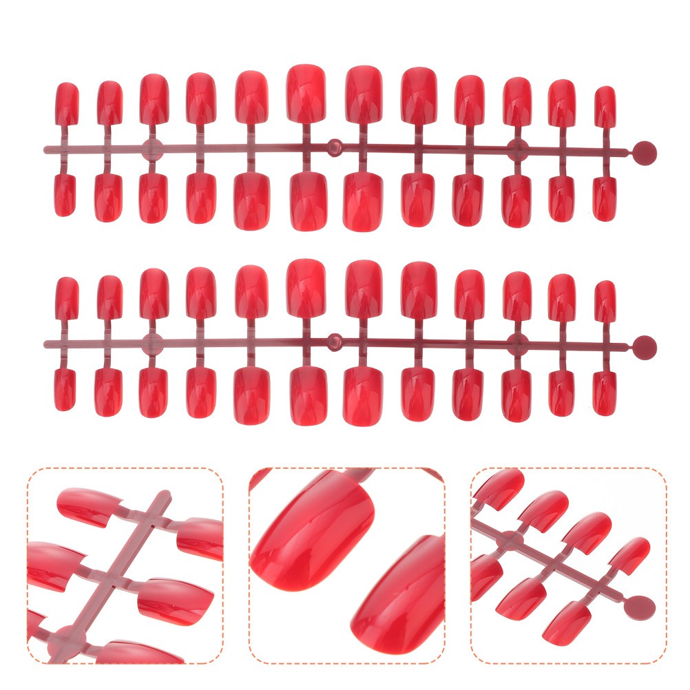 120Pcs Reusable Red False Nail Tips for Nail Art DIY and Manicure Use