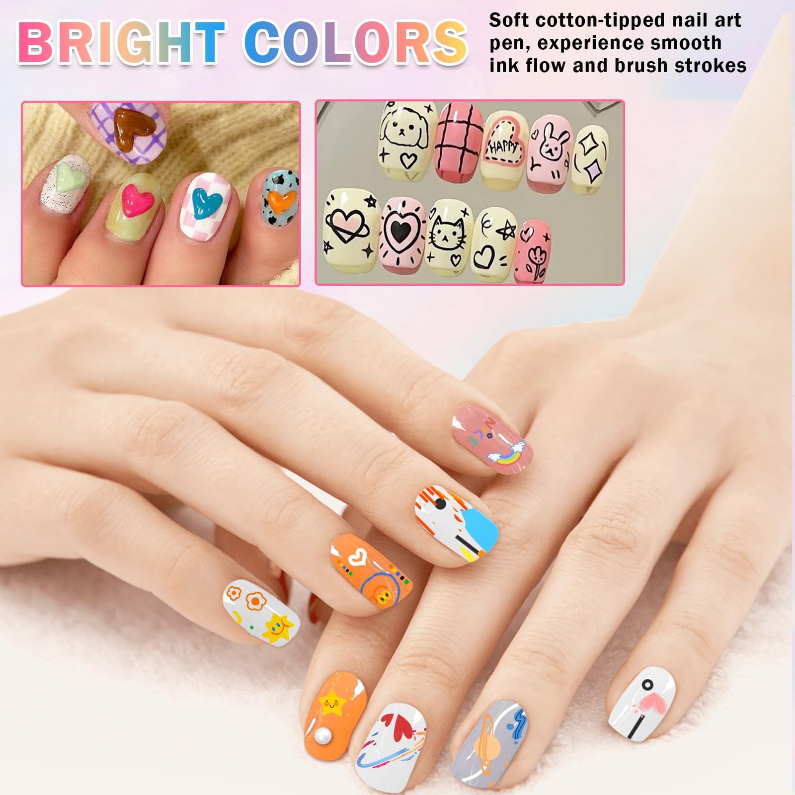 AOAZXBB 12 Colors Nail Art Pens Set Polish Pens,Quick Drying 12