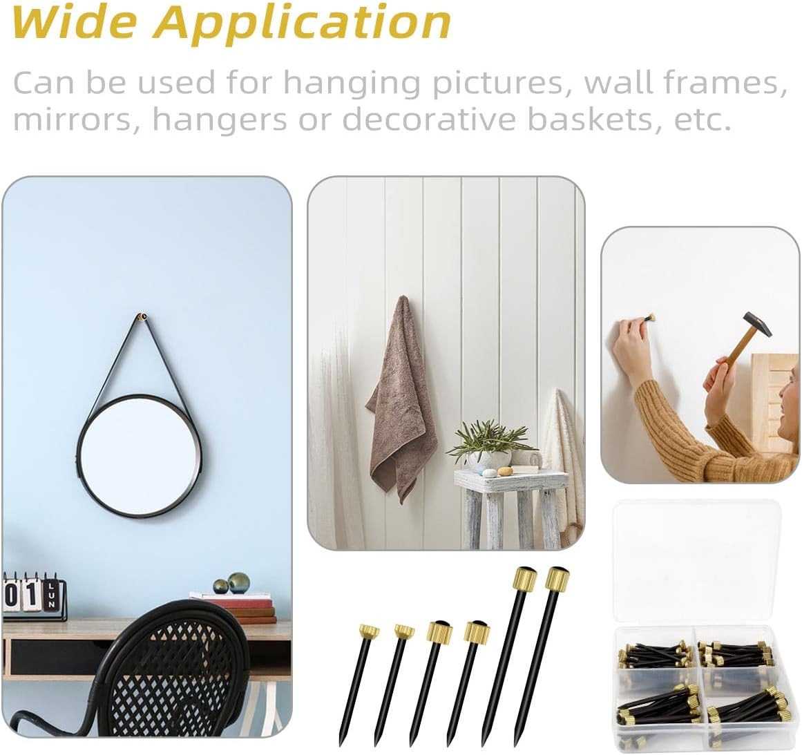 90 Pcs Nails for Hanging Picture Decorative Nail for Hanging Wall Decor Pictu…