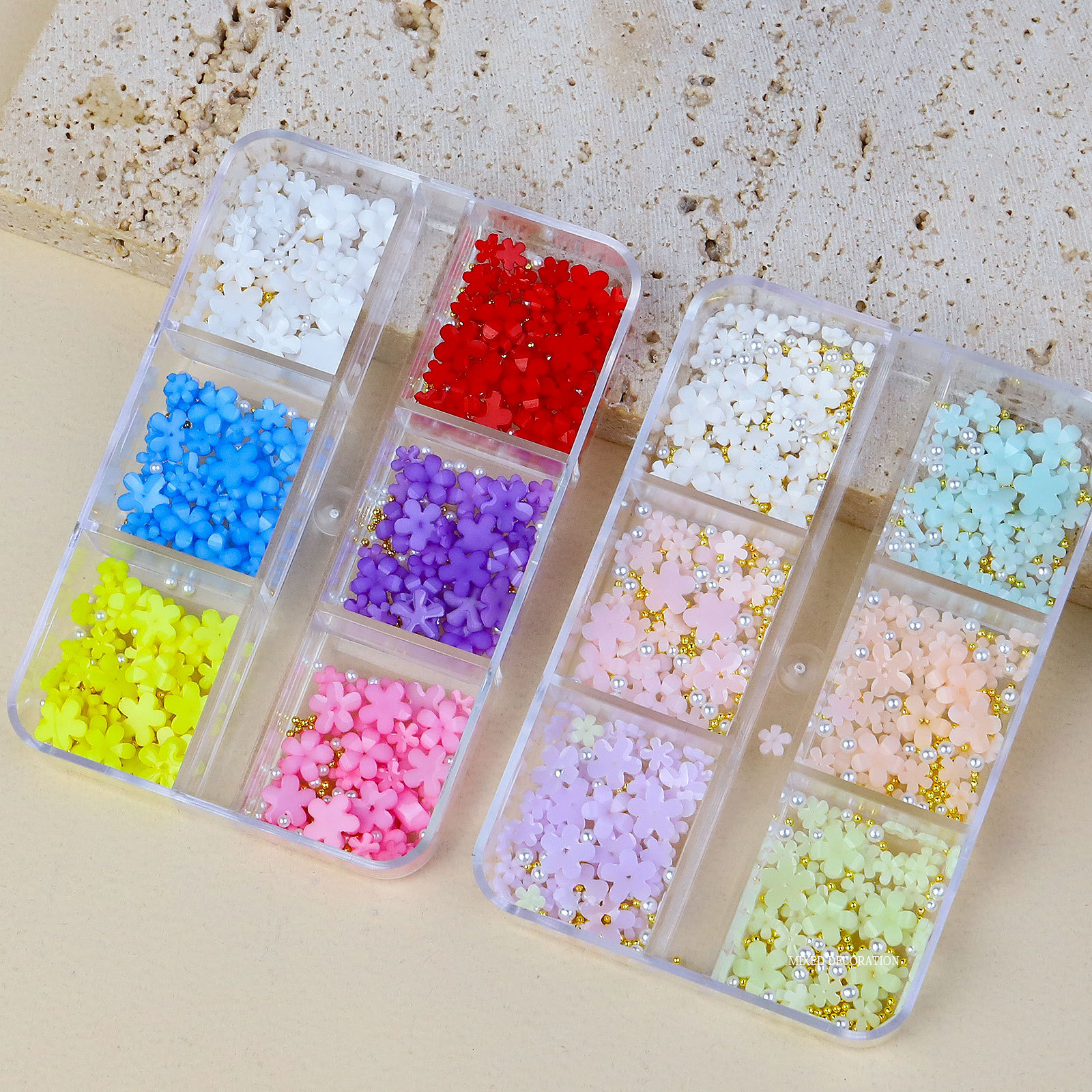 Mixed 3D Pearl Flowers Nail Decoration DIY Metal Beads Acrylic Nails Art Gem