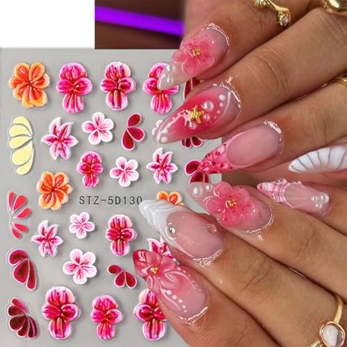 Flower Nail Stickers 3D Self Adhesive Nail Art Stickers Flower Nail Stickers-14