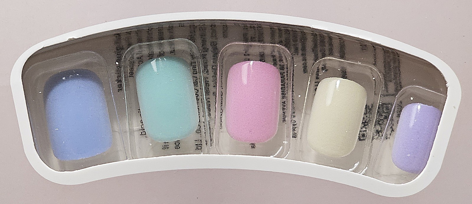 Press-On Nails Pastel Pink Pale Yellow-Green Lavender Blue Turquoise Short Shiny