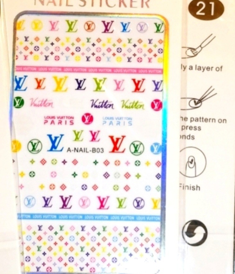 NWT NAIL ART DESIGN SELF-SEAL STICKERS N°021: MULTICOLORED PASTELS!