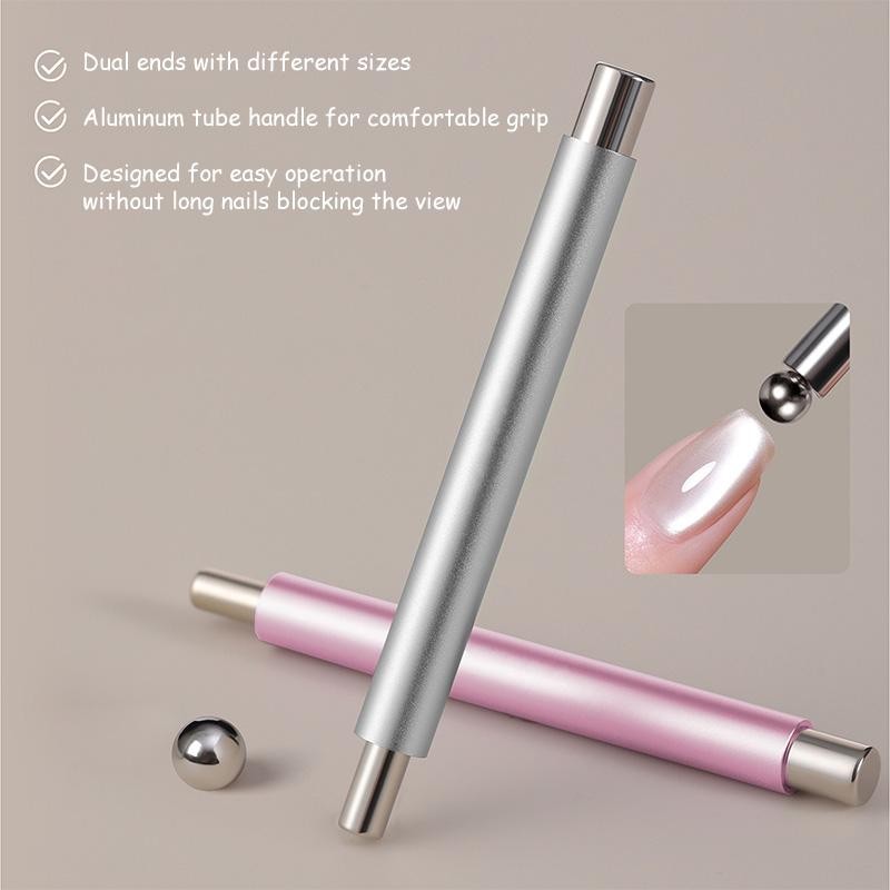 2-in-1 Cat Eye Magnet Wand, Double Head Stick with Steel Ball for DIY nail art