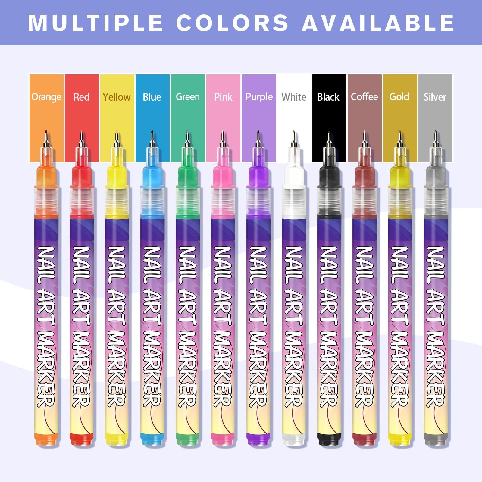 Hinourisha12pcs Nail Art Pens Sets, Nail Art Marker, 0.5mm Fine Tip Easiest C…