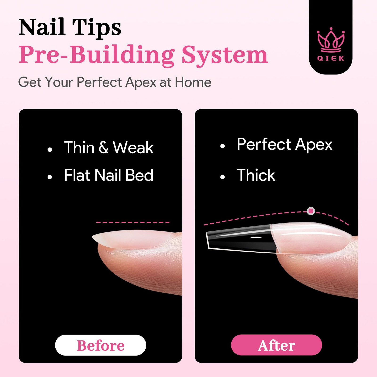 Long Coffin Pre-Building Nail Tips, 15 Sizes 240 PCS Pre-shaped Apex Clear So…