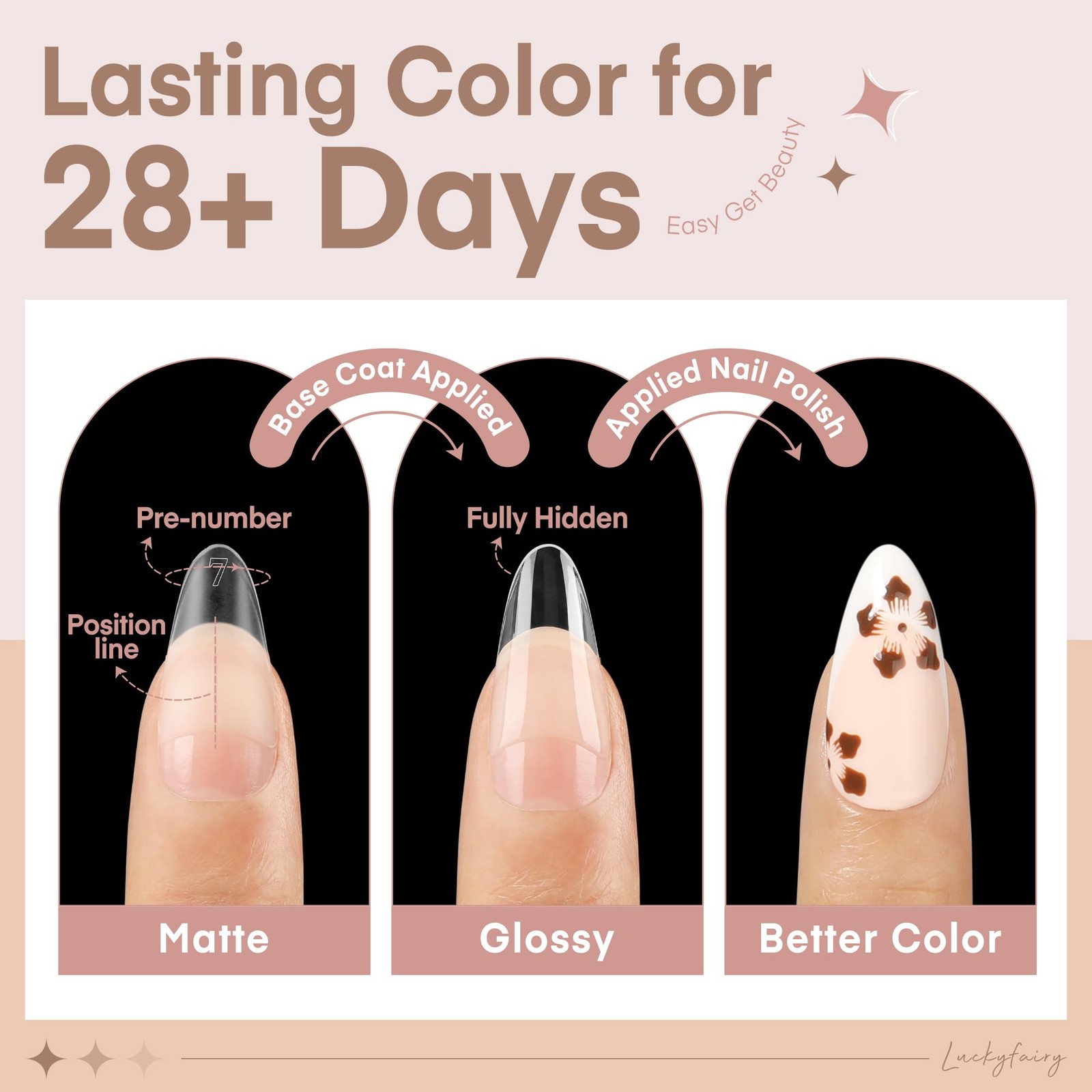 Medium Almond Shape Nail Tips Half Cover 360pcs Medium Nails Double Sided Mat…