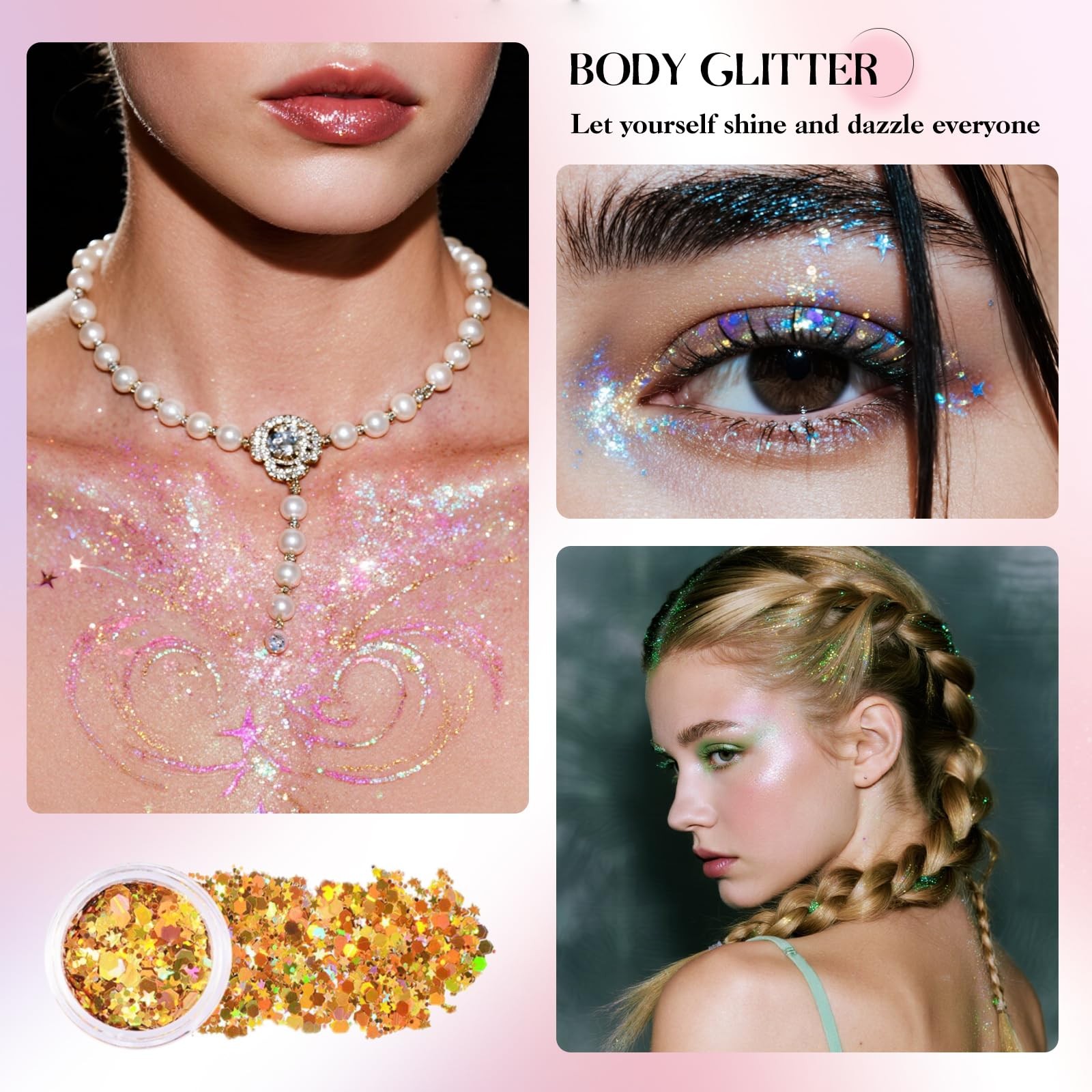 Body Face Glitter 12 Colors Chunky Gel Holographic Women Carnival Party