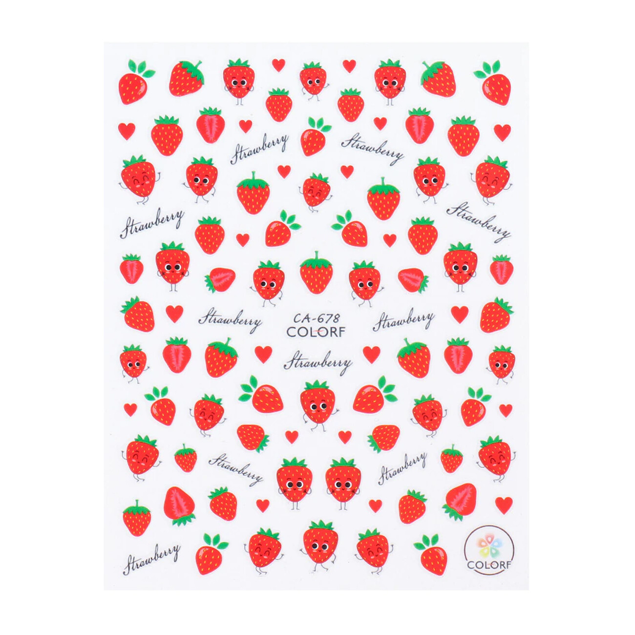 Nail art 3D stickers decal dancing strawberry half strawberry red heart CA678