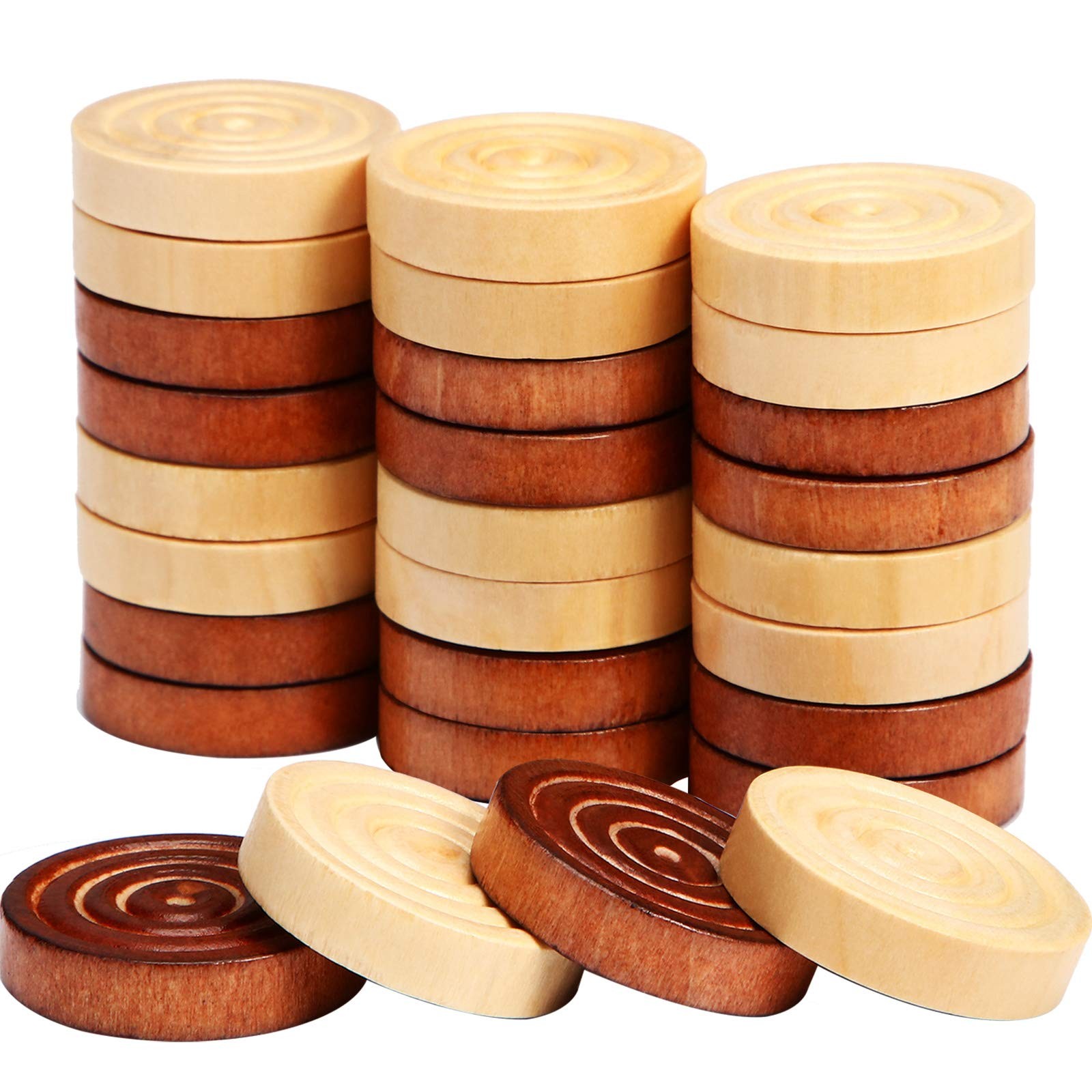 Gejoy 48 Pieces Wooden 1.06 inches in diameter, Dark Brown, Natural Color