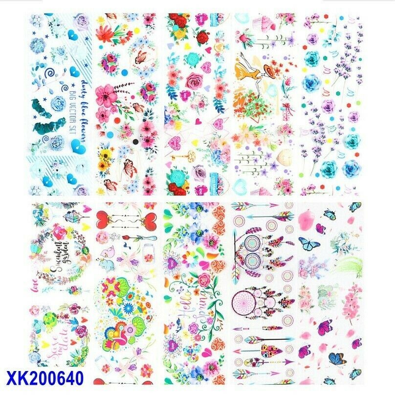 Love Flower Rose Butterfly Nail Foil Transfer Sticker 10pcs 20X4cm 200640