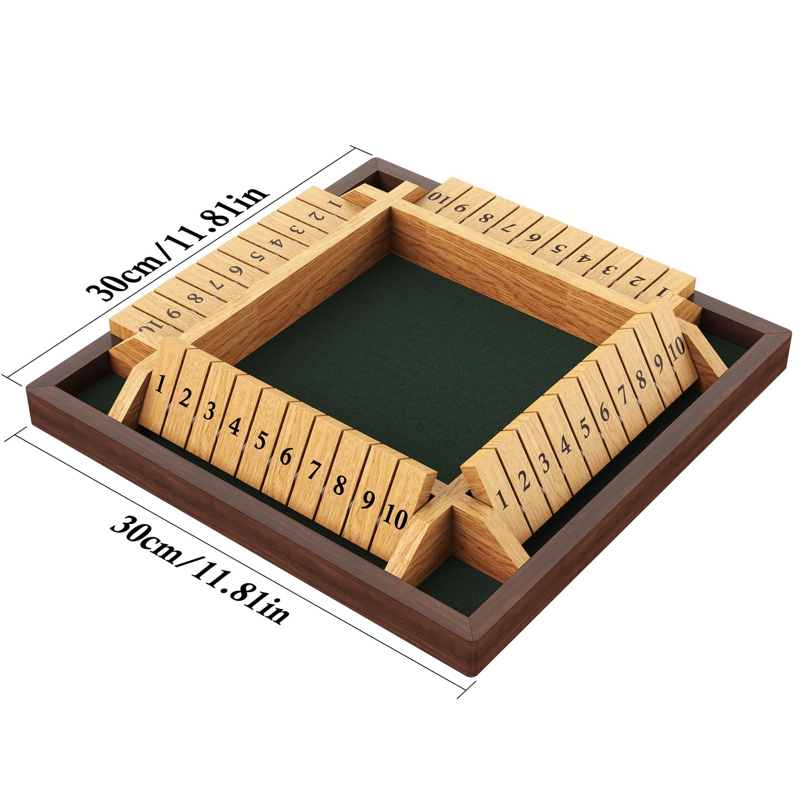 CANYAVE Shut The Box Game, 4 Player Wooden Board Game Dice 12 inches