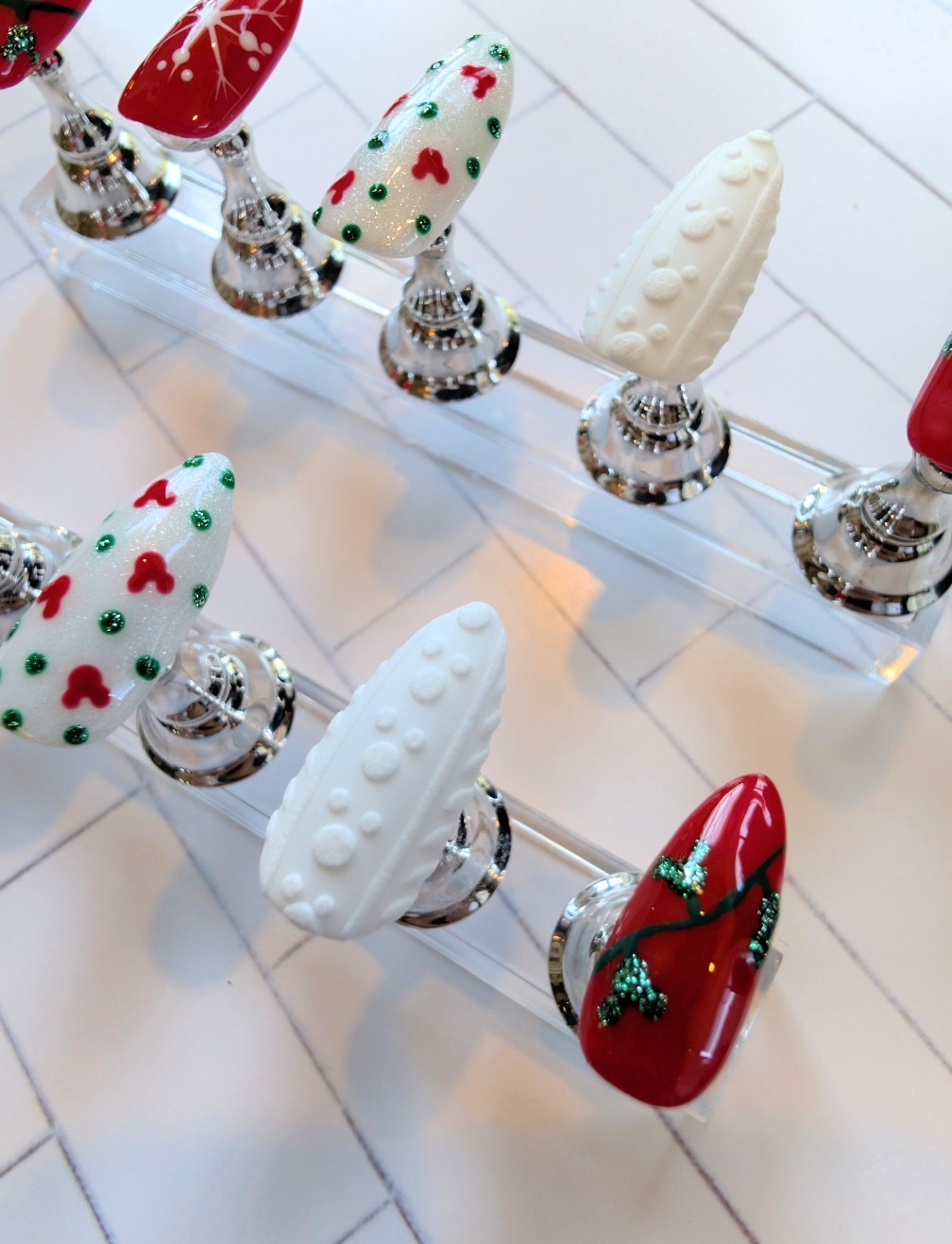 Handcrafted Mickey Mouse Christmas Press On Nails Medium Almond Handmade Holiday